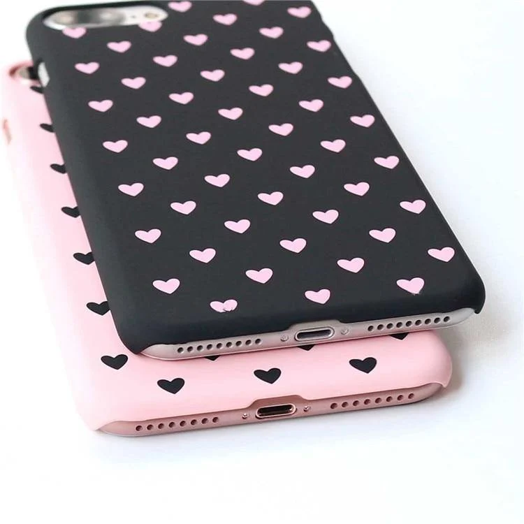 USLION Cute Couple Love Heart Case For iPhone 6 6s Plus Phone Case For iPhone X 8 7 6 Plus 5 5s SE Matte Hard PC Back Cover Case