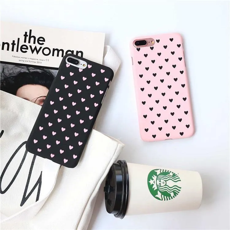 USLION Cute Couple Love Heart Case For iPhone 6 6s Plus Phone Case For iPhone X 8 7 6 Plus 5 5s SE Matte Hard PC Back Cover Case