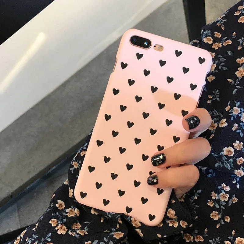 USLION Cute Couple Love Heart Case For iPhone 6 6s Plus Phone Case For iPhone X 8 7 6 Plus 5 5s SE Matte Hard PC Back Cover Case