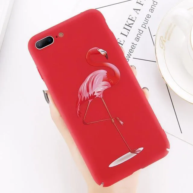 USLION Cartoon Flamingo Phone Case For iPhone 8 Plus Cute Elephant Pattern Cases For iPhone X 8 7 6 6S Plus Hard PC Back Cover