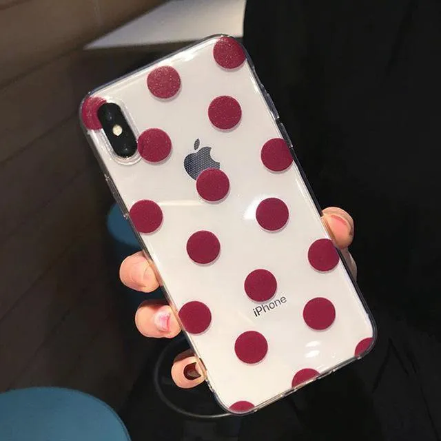 USLION Transparent Love Heart Silicon Case For iPhone 6 S 7 8 Plus XS Max Wave Point Soft TPU Phone Cases Cover For iPhone XR X