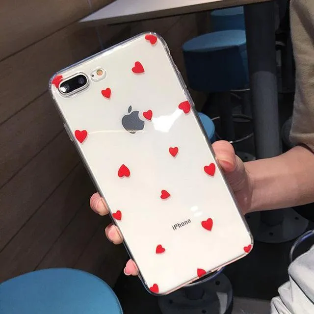 USLION Transparent Love Heart Silicon Case For iPhone 6 S 7 8 Plus XS Max Wave Point Soft TPU Phone Cases Cover For iPhone XR X
