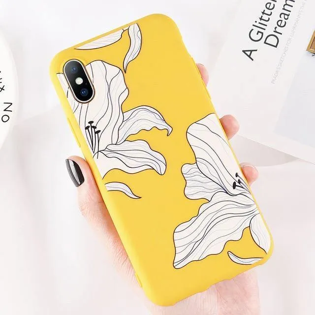 USLION Case For iPhone XS MAX XR 8 Plus Flower Smile Letter Phone Cases For iPhone X 7 6 6S Plus Soft TPU Silicone Back Cover