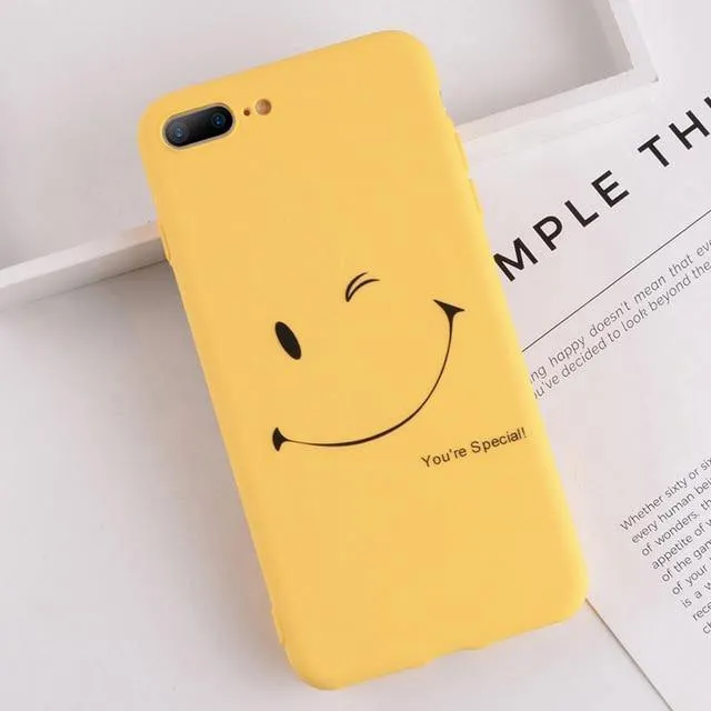 USLION Case For iPhone XS MAX XR 8 Plus Flower Smile Letter Phone Cases For iPhone X 7 6 6S Plus Soft TPU Silicone Back Cover