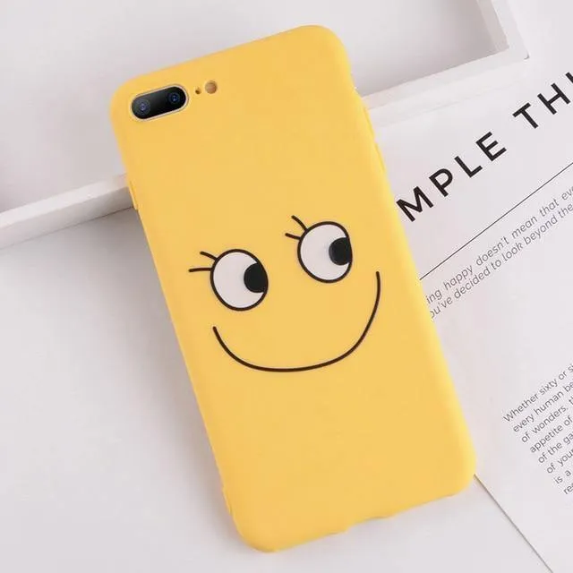 USLION Case For iPhone XS MAX XR 8 Plus Flower Smile Letter Phone Cases For iPhone X 7 6 6S Plus Soft TPU Silicone Back Cover