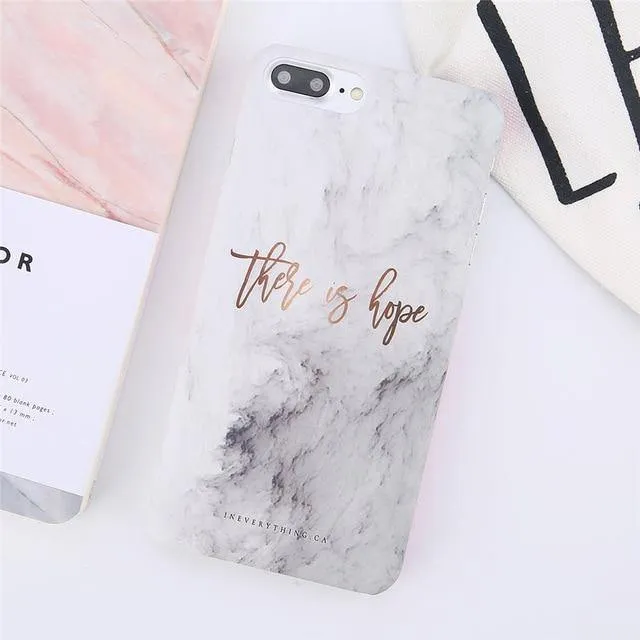 USLION Ultra Thin Matte PC Case For iPhone 8 7 Plus Marble Stone Cover For iPhone XS Max XR X 6 6S Plus Letter Hard Phone Cases