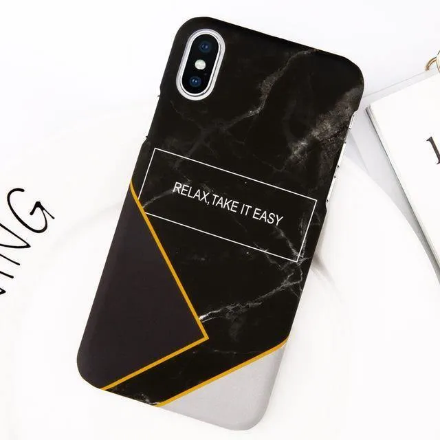 USLION Ultra Thin Matte PC Case For iPhone 8 7 Plus Marble Stone Cover For iPhone XS Max XR X 6 6S Plus Letter Hard Phone Cases