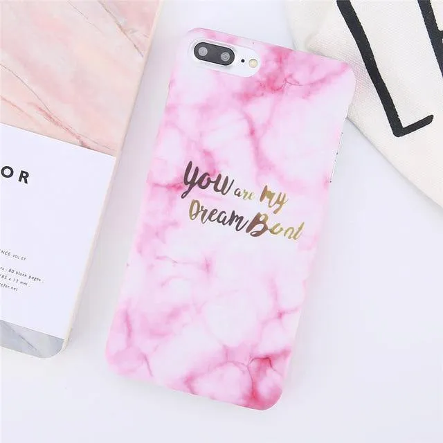 USLION Ultra Thin Matte PC Case For iPhone 8 7 Plus Marble Stone Cover For iPhone XS Max XR X 6 6S Plus Letter Hard Phone Cases