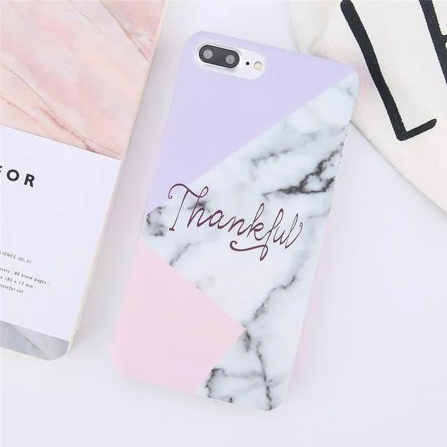 USLION Ultra Thin Matte PC Case For iPhone 8 7 Plus Marble Stone Cover For iPhone XS Max XR X 6 6S Plus Letter Hard Phone Cases