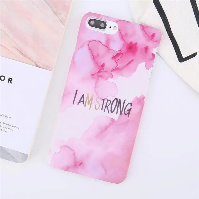 USLION Ultra Thin Matte PC Case For iPhone 8 7 Plus Marble Stone Cover For iPhone XS Max XR X 6 6S Plus Letter Hard Phone Cases