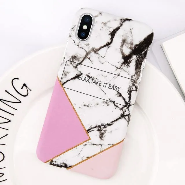 USLION Ultra Thin Matte PC Case For iPhone 8 7 Plus Marble Stone Cover For iPhone XS Max XR X 6 6S Plus Letter Hard Phone Cases
