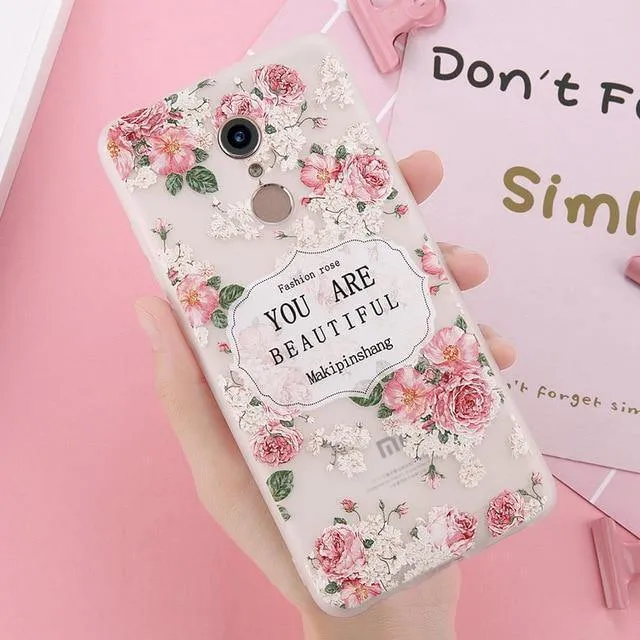 USLION 3D Flower Phone Case For Xiaomi POCOPHONE F1 8 8 SE 6 6X Mix 2 Redmi 6 6 Pro 4X 5A 4 5 Plus Note 4 5 4X 5A Soft TPU Cover