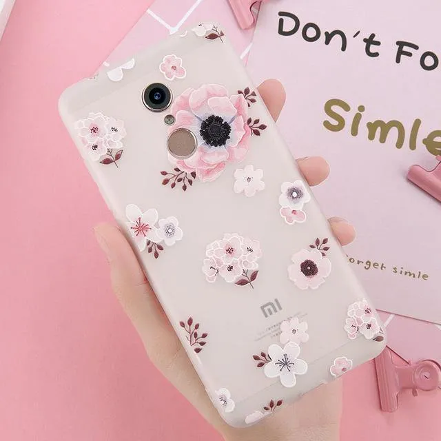 USLION 3D Flower Phone Case For Xiaomi POCOPHONE F1 8 8 SE 6 6X Mix 2 Redmi 6 6 Pro 4X 5A 4 5 Plus Note 4 5 4X 5A Soft TPU Cover