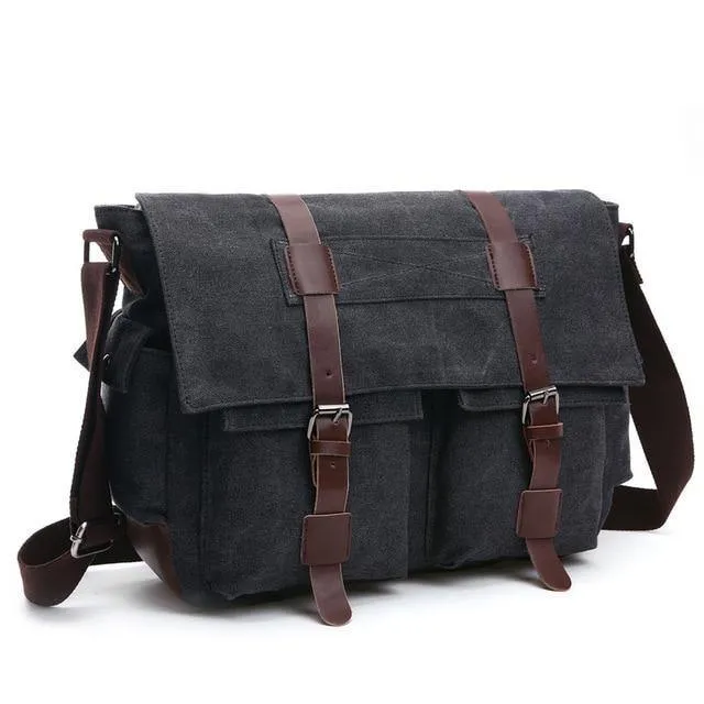Business Messenger Bags für Männer Student A++ Canvas Crossbody Schultertasche Retro Solid Casual Büro Reisetasche