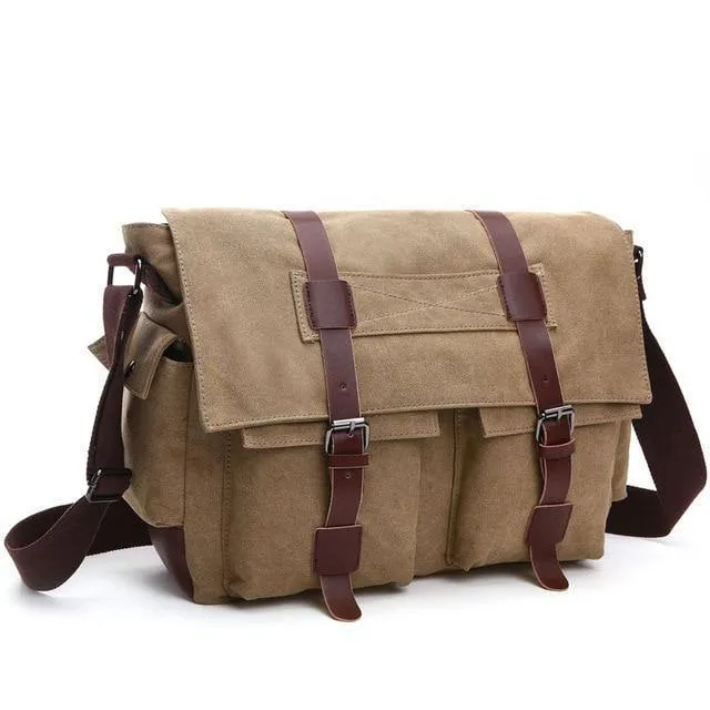Business Messenger Bags für Männer Student A++ Canvas Crossbody Schultertasche Retro Solid Casual Büro Reisetasche