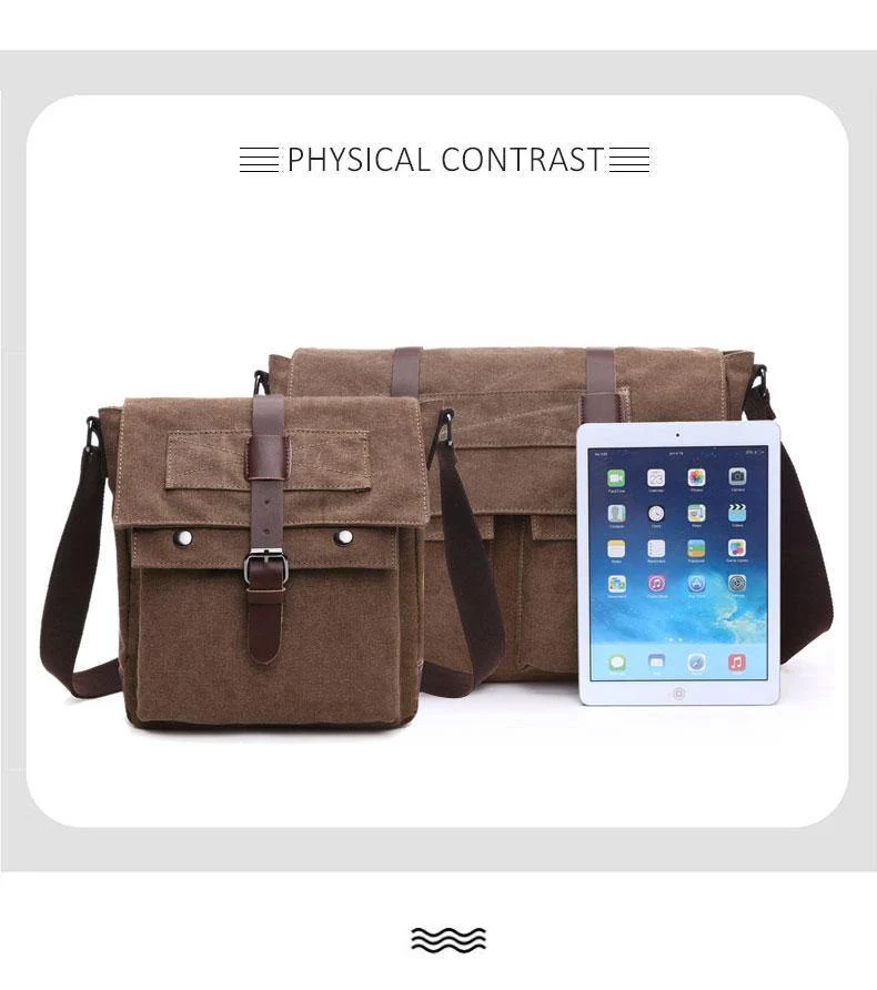 Business Messenger Bags für Männer Student A++ Canvas Crossbody Schultertasche Retro Solid Casual Büro Reisetasche