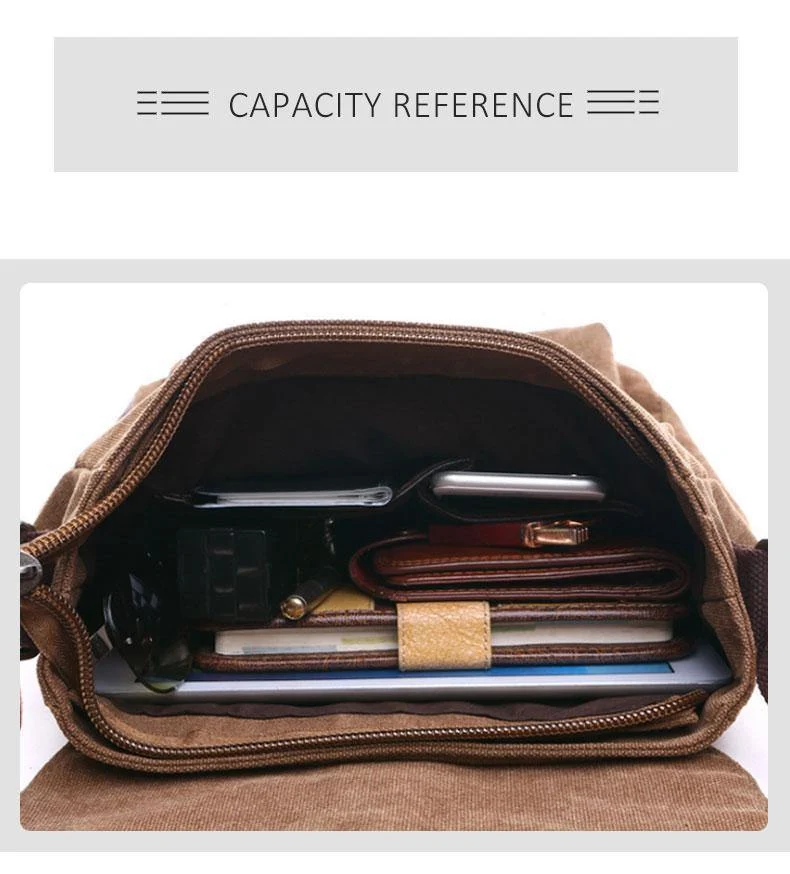 Business Messenger Bags für Männer Student A++ Canvas Crossbody Schultertasche Retro Solid Casual Büro Reisetasche