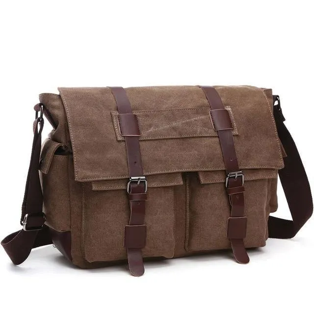 Business Messenger Bags für Männer Student A++ Canvas Crossbody Schultertasche Retro Solid Casual Büro Reisetasche