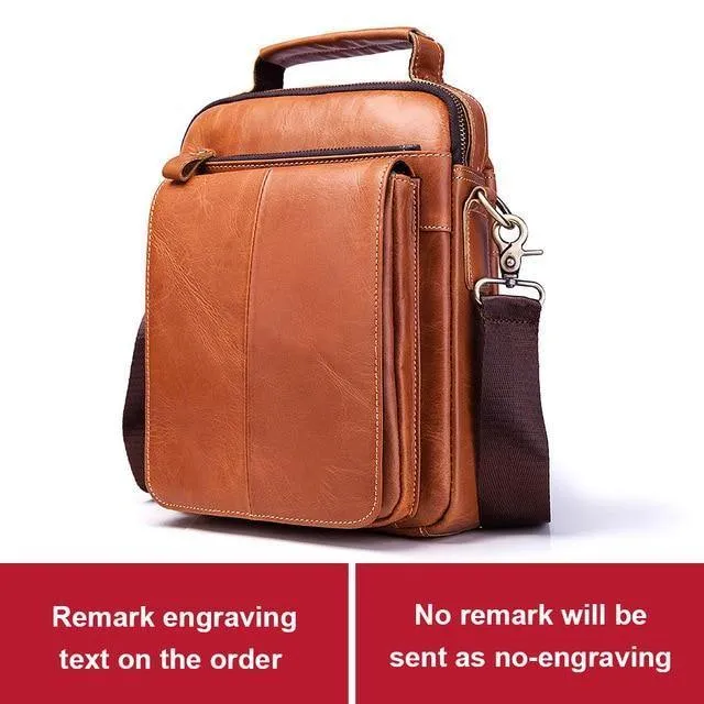 Gravur 100 % echtes Rindsleder Messenger Bag Herren Schultertasche Crossbody Brust Handtasche Mode für Tote Clutch