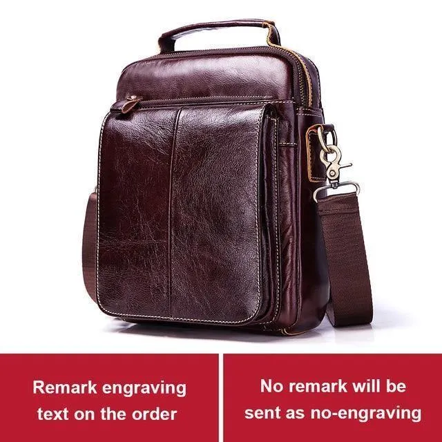 Gravur 100 % echtes Rindsleder Messenger Bag Herren Schultertasche Crossbody Brust Handtasche Mode für Tote Clutch