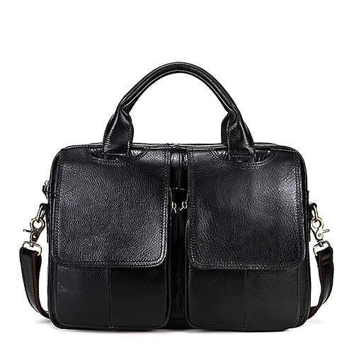 Bag Herren-Umhängetasche Echtes Leder Männertaschen Herren-Aktentasche Laptop 14 '' Tote Crossbody-Taschen für Herren 8002