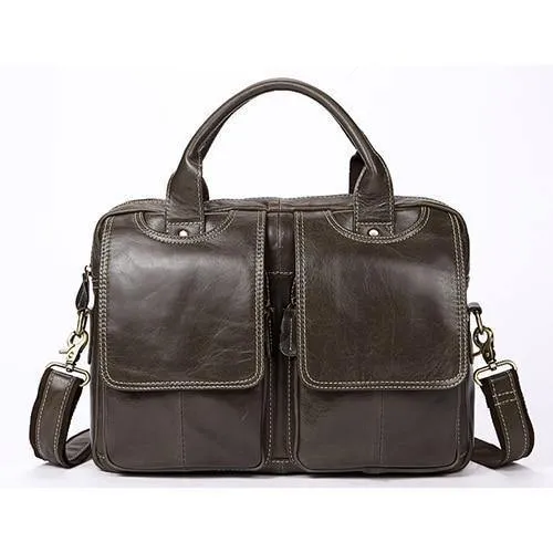 Bag Herren-Umhängetasche Echtes Leder Männertaschen Herren-Aktentasche Laptop 14 '' Tote Crossbody-Taschen für Herren 8002