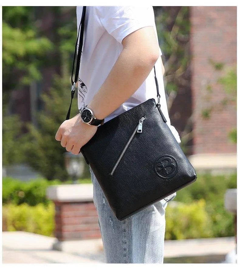 Leder Herren Taschen Männlich Schwarz Rindsleder Umhängetaschen männer Messenger Schulter Tasche Kleine Männer Leder tasche Mann