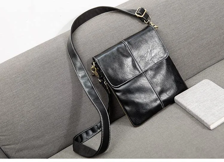 Leder Herren Tasche Mode Leder Umhängetasche Umhängetasche Herren Messenger Bags Kleine Casual Mann Taschen Schwarz
