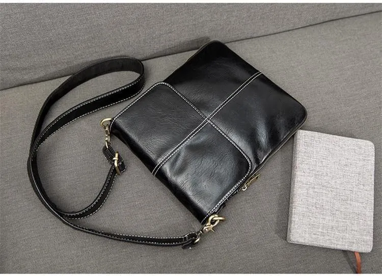 Leder Herren Tasche Mode Leder Umhängetasche Umhängetasche Herren Messenger Bags Kleine Casual Mann Taschen Schwarz