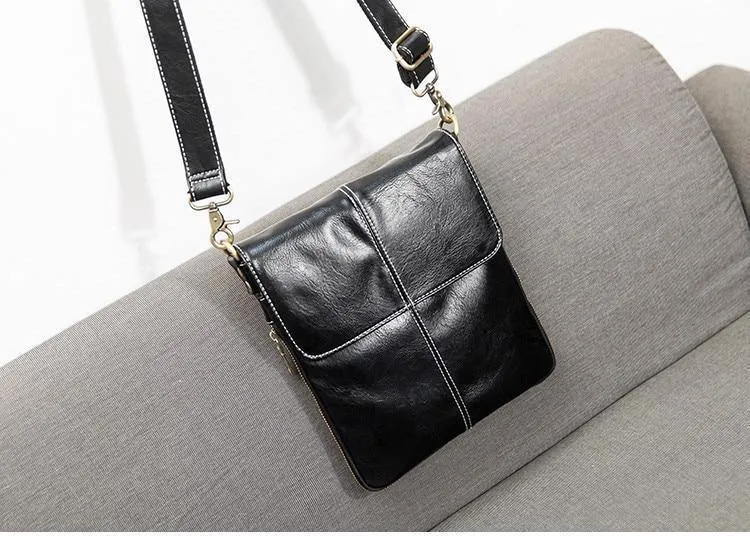 Leder Herren Tasche Mode Leder Umhängetasche Umhängetasche Herren Messenger Bags Kleine Casual Mann Taschen Schwarz