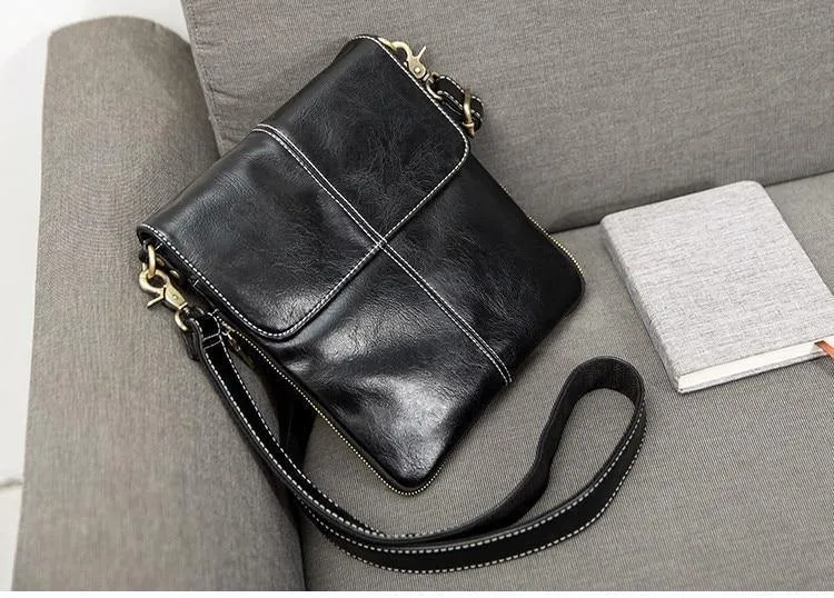 Leder Herren Tasche Mode Leder Umhängetasche Umhängetasche Herren Messenger Bags Kleine Casual Mann Taschen Schwarz
