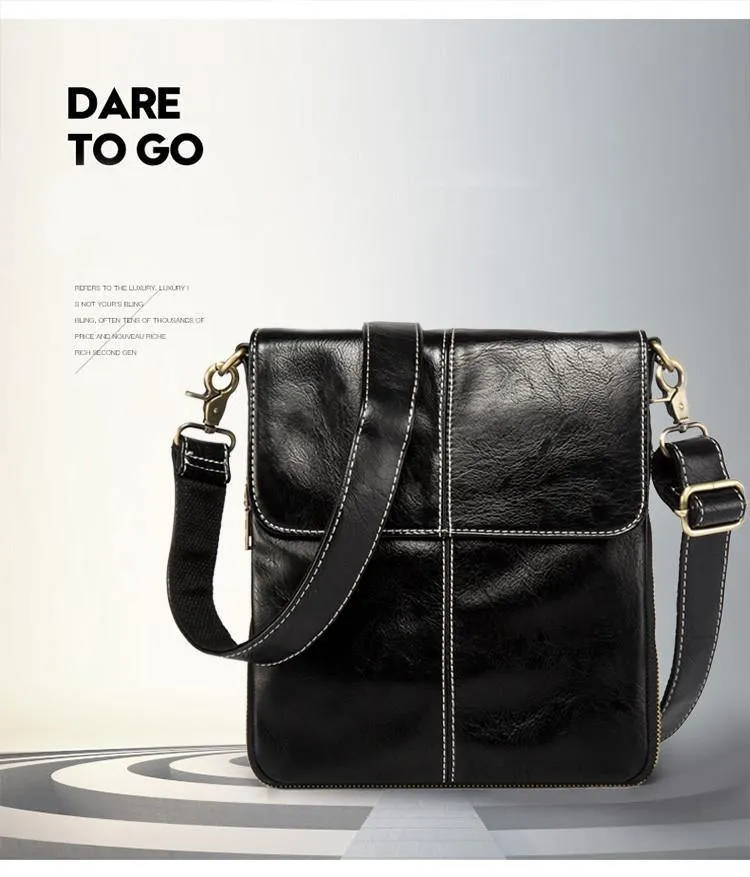 Leder Herren Tasche Mode Leder Umhängetasche Umhängetasche Herren Messenger Bags Kleine Casual Mann Taschen Schwarz