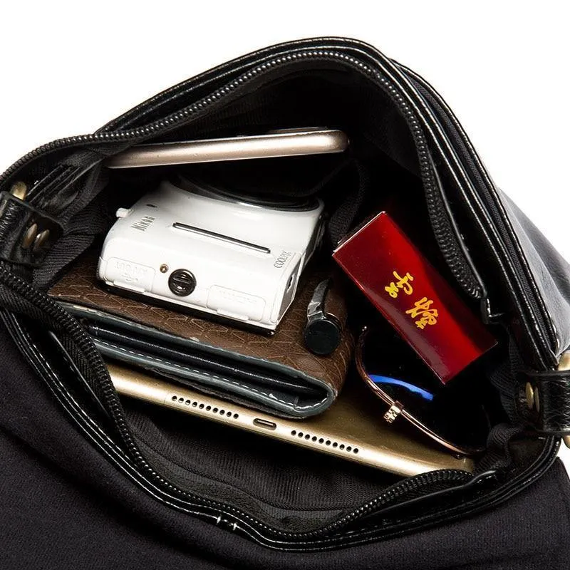 Leder Herren Tasche Mode Leder Umhängetasche Umhängetasche Herren Messenger Bags Kleine Casual Mann Taschen Schwarz