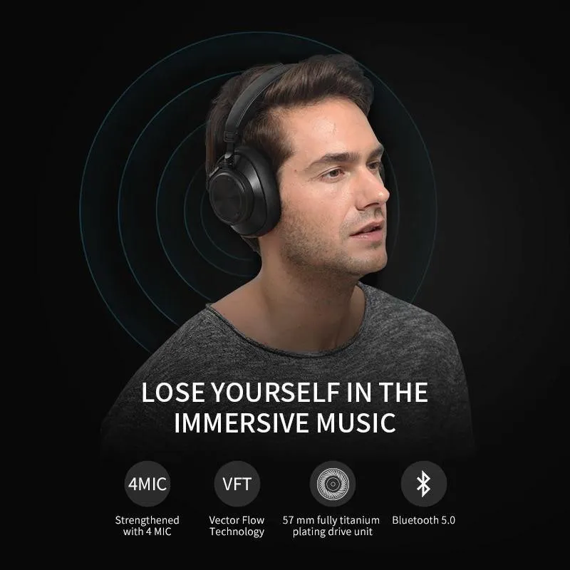 Bluedio T6S Bluetooth-Kopfhörer, kabelloses Headset mit aktiver Geräuschunterdrückung für Telefone und Musik mit Sprachsteuerung