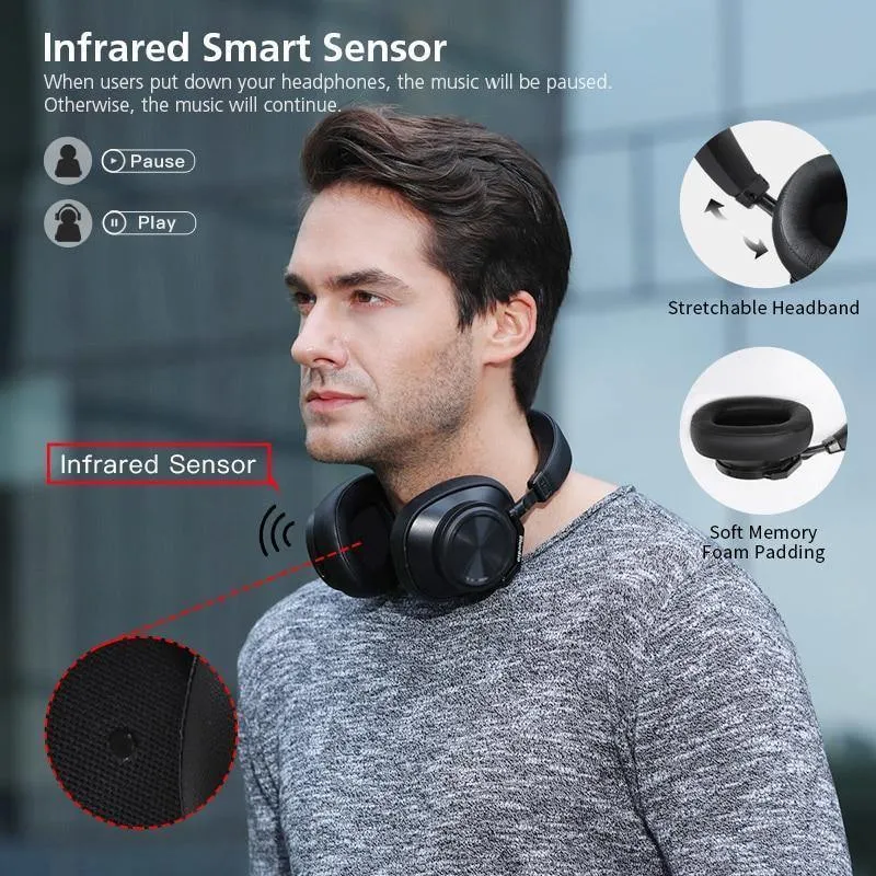 Bluedio T6S Bluetooth-Kopfhörer, kabelloses Headset mit aktiver Geräuschunterdrückung für Telefone und Musik mit Sprachsteuerung