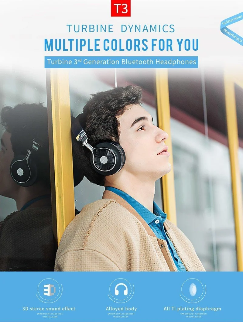 Bluedio T3 Kabelloser Bluetooth-Kopfhörer / Headset mit Bluetooth 4.1 Stereo und Mikrofon für kabellosen Musikkopfhörer