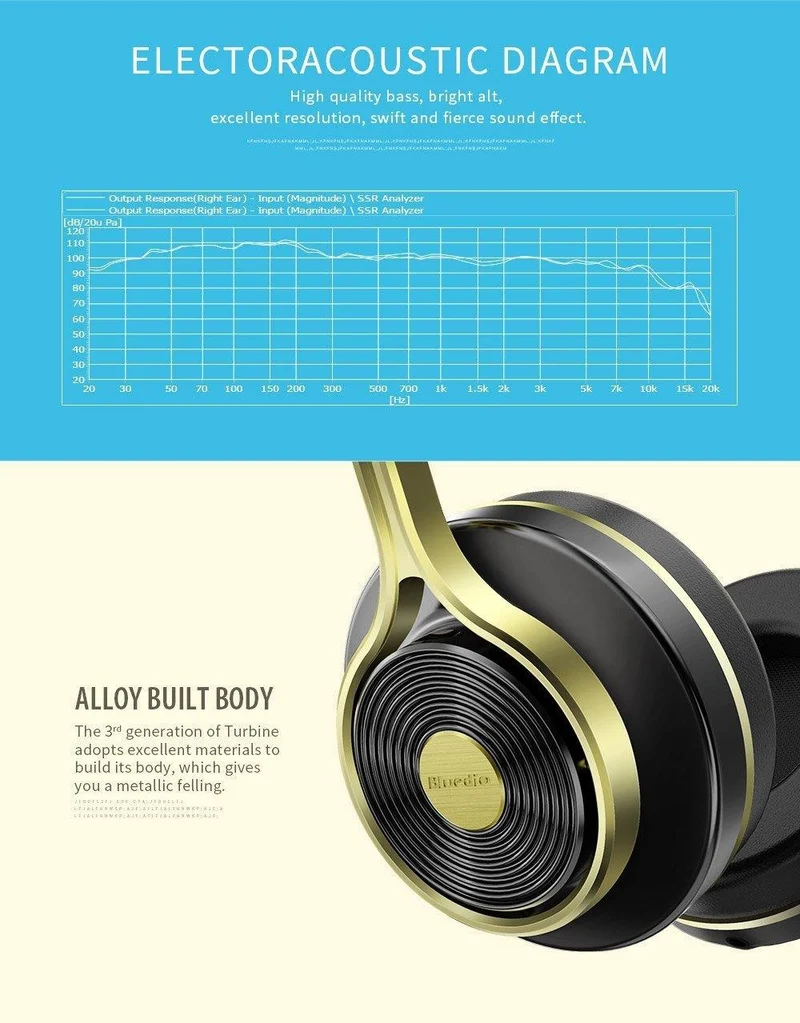 Bluedio T3 Kabelloser Bluetooth-Kopfhörer / Headset mit Bluetooth 4.1 Stereo und Mikrofon für kabellosen Musikkopfhörer