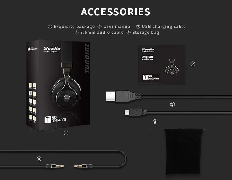 Bluedio T3 Kabelloser Bluetooth-Kopfhörer / Headset mit Bluetooth 4.1 Stereo und Mikrofon für kabellosen Musikkopfhörer