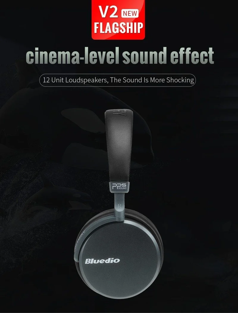 Bluetooth-Kopfhörer Bluedio V2 Kabelloses Headset PPS12-Treiber mit Mikrofon-High-End-Kopfhörer für Telefon und Musik