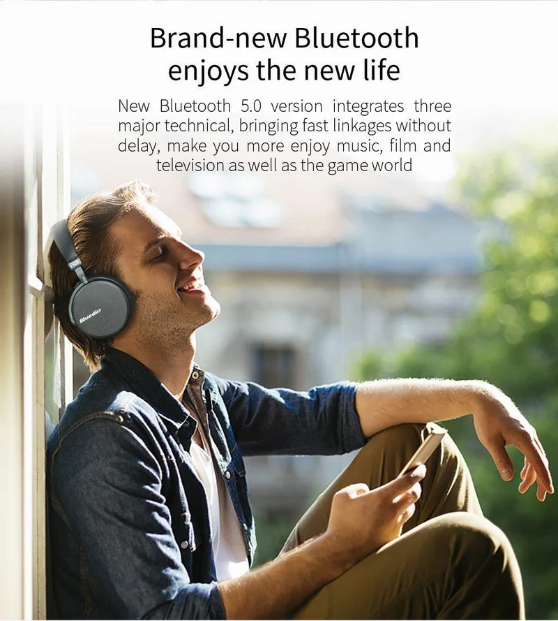 Bluetooth-Kopfhörer Bluedio V2 Kabelloses Headset PPS12-Treiber mit Mikrofon-High-End-Kopfhörer für Telefon und Musik