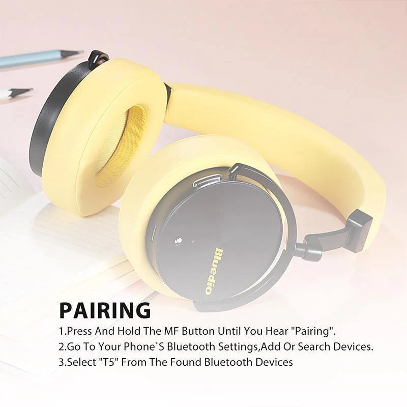 Bluedio T5 Active Noise Cancelling Drahtlose Bluetooth-Kopfhörer Tragbares Headset mit Mikrofon für Telefone und Musik
