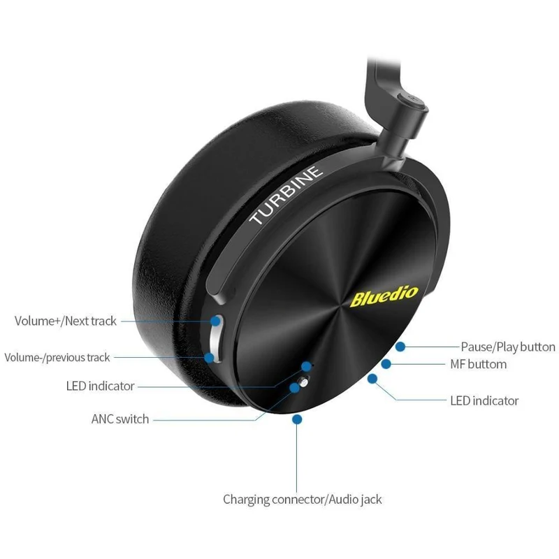 Bluedio T5 Active Noise Cancelling Drahtlose Bluetooth-Kopfhörer Tragbares Headset mit Mikrofon für Telefone und Musik