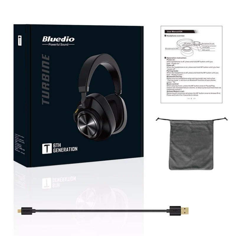 Bluedio T6 Kopfhörer mit aktiver Geräuschunterdrückung, kabelloses Bluetooth-Headset mit Mikrofon für Telefone und Musik