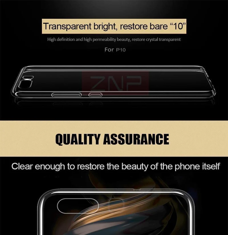 ZNP Silicone Soft TPU Transparent Case For Huawei P10 P10 Plus High Quality Transparent Cover Cases For Huawei P10 lite P10 Case