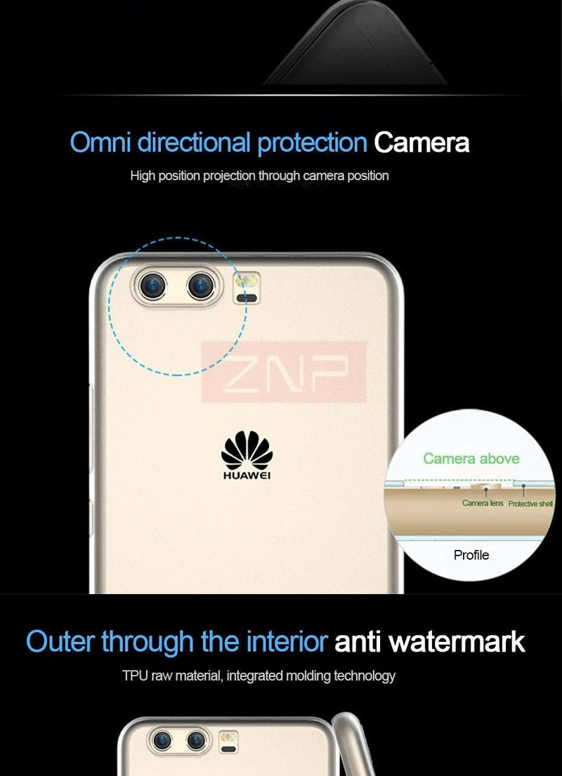ZNP Silicone Soft TPU Transparent Case For Huawei P10 P10 Plus High Quality Transparent Cover Cases For Huawei P10 lite P10 Case