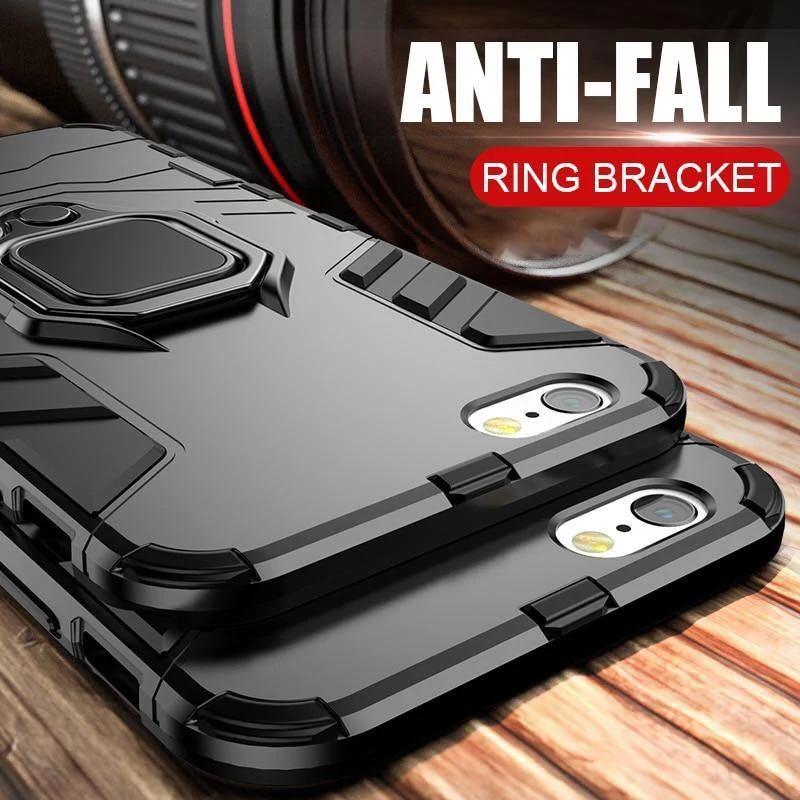 ZNP Shockproof Armor Stand Case For iphone 6 6s 7 Plus 5 5S With Holder Ring Cover Cases For iphone 7 8 X Plus SE Phone Cases