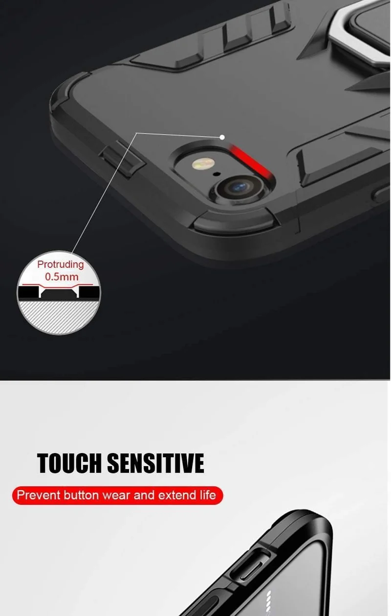 ZNP Shockproof Armor Stand Case For iphone 6 6s 7 Plus 5 5S With Holder Ring Cover Cases For iphone 7 8 X Plus SE Phone Cases