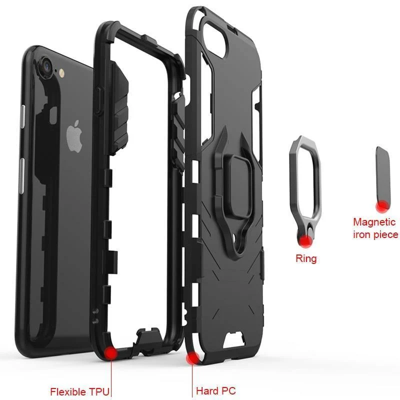 ZNP Shockproof Armor Stand Case For iphone 6 6s 7 Plus 5 5S With Holder Ring Cover Cases For iphone 7 8 X Plus SE Phone Cases