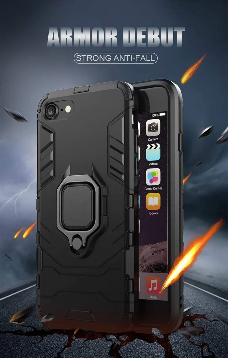 ZNP Shockproof Armor Stand Case For iphone 6 6s 7 Plus 5 5S With Holder Ring Cover Cases For iphone 7 8 X Plus SE Phone Cases