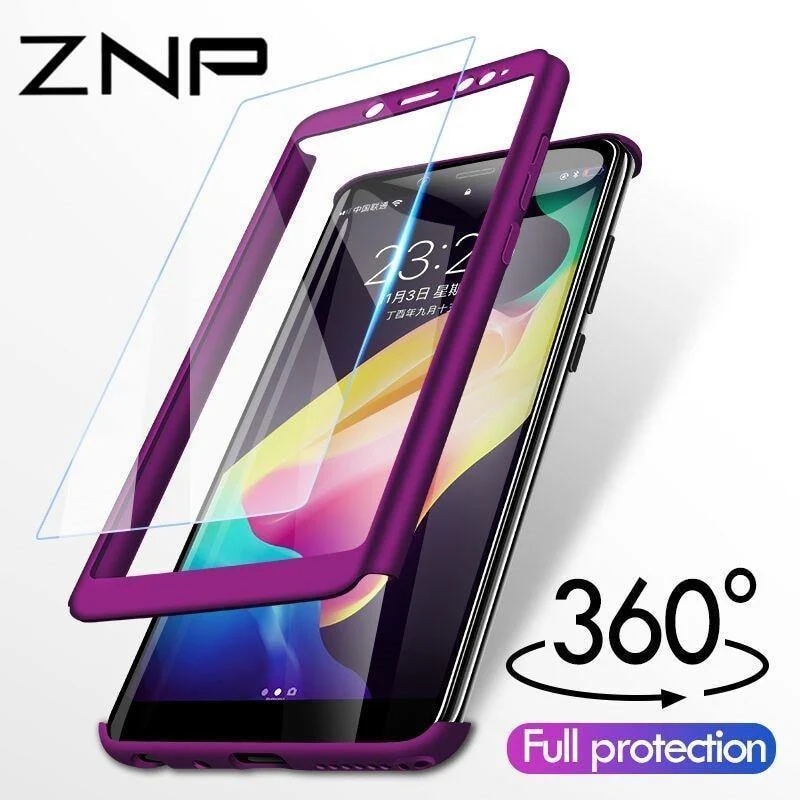 ZNP 360 Degree Shockproof Phone Case For Xiaomi Redmi Note 4 4X Case With Glass Cover For Redmi Note 4 Redmi Note 4X Case Glass